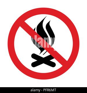 'No Fire' o 'Non fuoco' icona. EPS 8 grafica vettoriale, isolato su sfondo bianco. Illustrazione Vettoriale