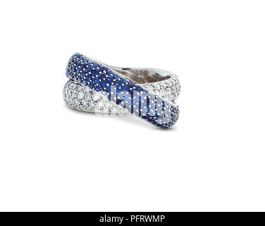 Zaffiro Gem Diamond set anello Foto Stock