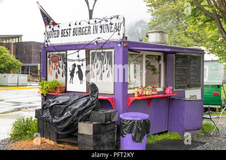 Migliori hamburger in città presa su un piuttosto giorno piovoso di Juneau la città capitale di Alaska, STATI UNITI D'AMERICA Foto Stock