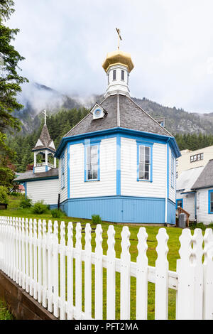 St Nicholas Chiesa russa ortodossa costruita nel 1893 di Juneau la città capitale di Alaska, STATI UNITI D'AMERICA Foto Stock