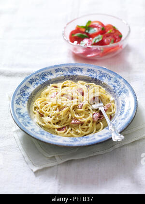 Spaghetti alla carbonara Foto Stock