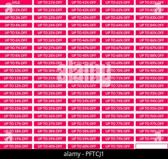 Imposta di vendita rettangolare tag da 2 a 99 percento per il web Illustrazione Vettoriale