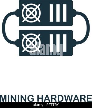 Mining icona Hardware. Monocromatico design di stile dalla moneta crypto raccolta. UI. Pixel perfetto pittogramma semplice mining icona hardware. Web design, ap Illustrazione Vettoriale