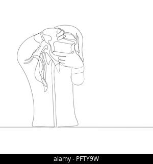 Rappresentazione in linea continua di donna fare foto a mano Illustrazione Vettoriale