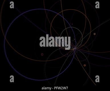 Teoria delle stringhe. Processi fisici e teoria quantistica. Quantistica impigliamento. Un abstract generati al computer moderno disegno frattale su sfondo scuro. Un Foto Stock