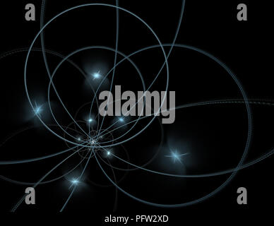 Teoria delle stringhe. Processi fisici e teoria quantistica. Quantistica impigliamento. Un abstract generati al computer moderno disegno frattale su sfondo scuro. Un Foto Stock