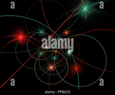 Teoria delle stringhe. Processi fisici e teoria quantistica. Quantistica impigliamento. Un abstract generati al computer moderno disegno frattale su sfondo scuro. Un Foto Stock