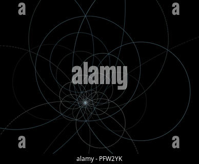 Teoria delle stringhe. Processi fisici e teoria quantistica. Quantistica impigliamento. Un abstract generati al computer moderno disegno frattale su sfondo scuro. Un Foto Stock