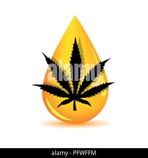 Silhouette medicina olio di cannabis goccia illustrazione vettoriale EPS10 Illustrazione Vettoriale