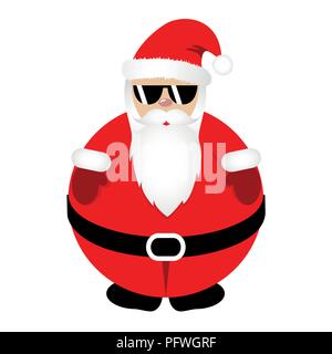 Fat hipster Santa Claus in rosso vestiti con cool occhiali da sole illustartion vettoriale EPS10 Illustrazione Vettoriale