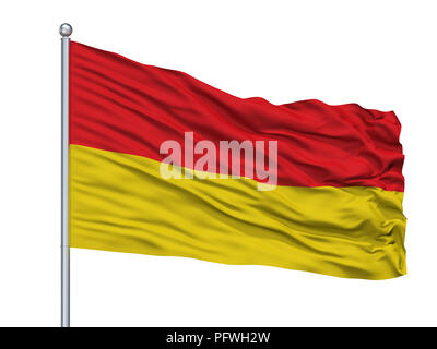 Paderborn città bandiera sul pennone, Germania, isolati su sfondo bianco Foto Stock