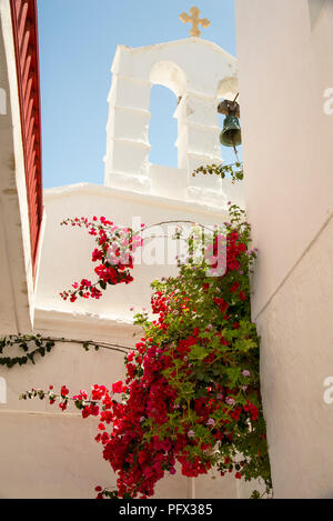 Campanile della chiesa di Mykonos, Grecia. Foto Stock