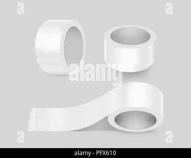 Blank Nastro adesivo bianco mockup, stand isolato, rendering 3d. Clear  Scotch roll mock up. Vuoto condotto appiccicosa la dima. Plain fissare il  nastro per repai Foto stock - Alamy