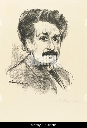 Portrait of Albert Einstein, after a work by Max Liebermann.  Albert Einstein, German-born physicist, 1879-1955. Max Liebermann, German artist, 1847-1935. Foto Stock