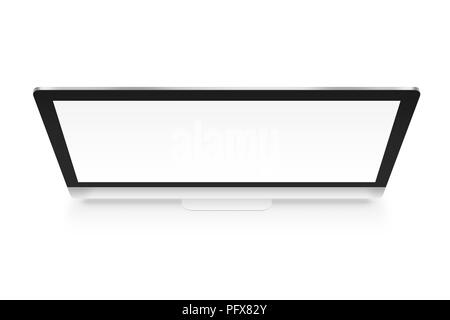Il display del computer mock up dal di sopra isolata. Area di lavoro con pc mockup top. Lo schermo è vuoto per il sito web di internet presentazione del progetto. Foto Stock