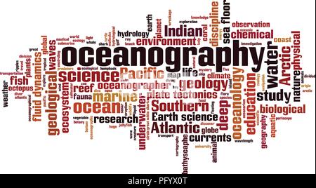 Oceanografia parola concetto di cloud computing. Illustrazione Vettoriale Illustrazione Vettoriale