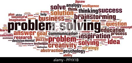 Problem solving parola concetto di cloud computing. Illustrazione Vettoriale Illustrazione Vettoriale