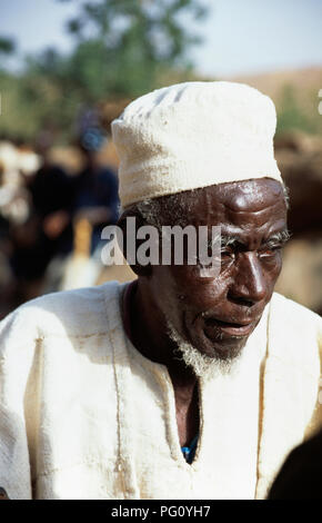 Mask Dance master in villaggio Nombori, Paese Dogon del Mali per solo uso editoriale Foto Stock