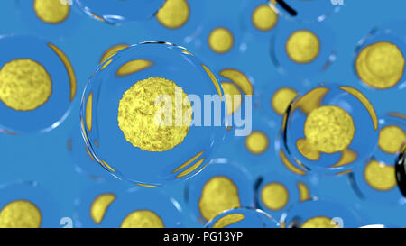 Celle di colore giallo di umana o animale. Virus , batteri concetto. 3D render illustrazione Foto Stock