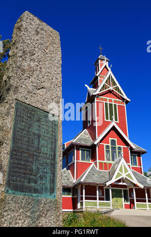 Doga Buksnes Chiesa, Gravdal Village, Isole Lofoten, Nordland County, Norvegia Foto Stock