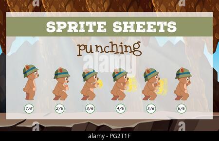 Uno sprite foglio gioco di punzonatura illustrazione del modello Illustrazione Vettoriale