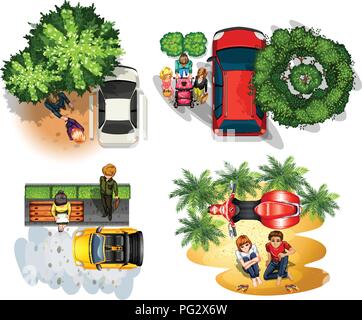 Set di viste aeree illustrazione Illustrazione Vettoriale