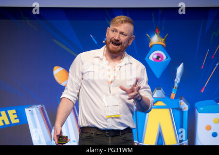 Colonia, Deutschland. 21 Ago, 2018. Pete SAMUEL, CEO Supermassive Giochi, apertura del gamescom in Koeln su 21.08.2018, | Utilizzo di credito in tutto il mondo: dpa/Alamy Live News Foto Stock