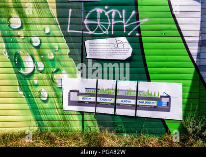 Berlin Mauer Park. Il punto di ingresso per un tunnel-alesatrice che è lo scavo di un 650 metri lungo canale di stoccaggio per le acque reflue sotto il parco Foto Stock