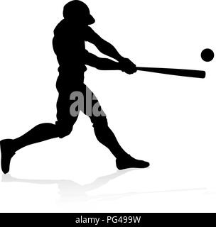 Giocatore di Baseball Silhouette Illustrazione Vettoriale