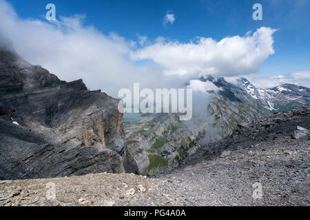 L'Arrampicata sul Gemmi-Daubenhorn via ferrata, Leukerbad, Svizzera, Europa Foto Stock