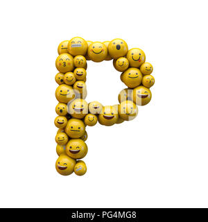 Lettera P di carattere emoji font. Il rendering 3D Foto Stock