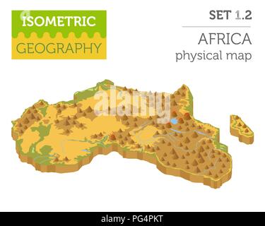 Appartamento 3D isometrica Africa costruttore mappa elementi isolati su bianco. Costruire la propria geografia infographics collection. Illustrazione Vettoriale Illustrazione Vettoriale