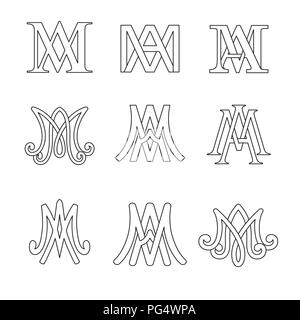 Monogramma di Ave Maria set di simboli. Religiosi segni cattolica. Illustrazione Vettoriale