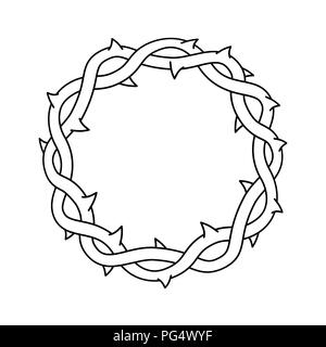 La corona di spine, pasqua simbolo religioso del cristianesimo illustrazione vettoriale. Illustrazione Vettoriale