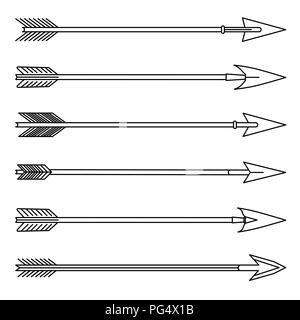 Frecce profilo impostato. Hipster, tribale indiano, boho stile medievale. Illustrazione Vettoriale