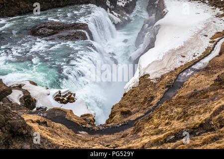 Cascate Gullfoss, Islanda Foto Stock