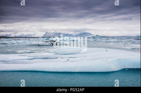 Iceberg galleggianti in Jokulsarlon laguna glaciale, Islanda Foto Stock