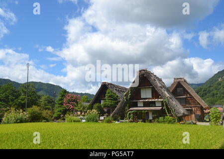 Gessho stile home in Shirakawago, Giappone Foto Stock