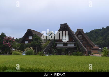 Gessho stile home in Shirakawago, Giappone Foto Stock