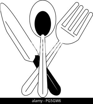 Arnese da cucina simbolo in bianco e nero Illustrazione Vettoriale