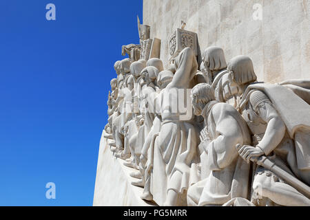 BELEM, Portogallo - 25 giugno 2018: angolo basso dettaglio del monumento alle scoperte a Belem, Lisbona, Portogallo Foto Stock