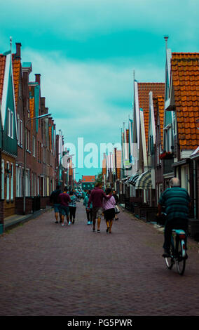 Le biciclette e i turisti ad Amsterdam (Paesi Bassi) Foto Stock