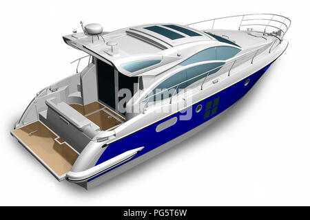 3D'illustrazione. Yacht. Elegante imbarcazione isolati su sfondo bianco. Foto Stock