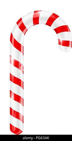 Candy cane. Rosso a strisce bianche 3d candy Illustrazione Vettoriale