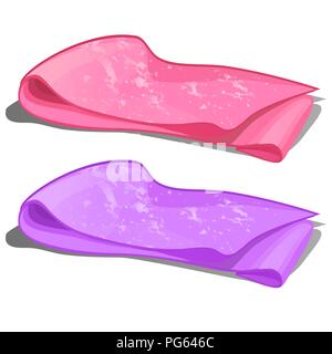 Due pezzi di tessuto colorato isolato su uno sfondo bianco. Vector cartoon close-up illustrazione. Illustrazione Vettoriale