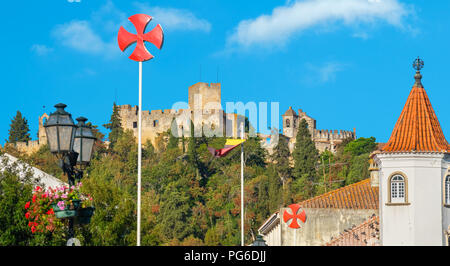 Vista panoramica sul Convento di Cristo (Convento de Cristo). Tomar, Ribatejo, Portogallo Foto Stock