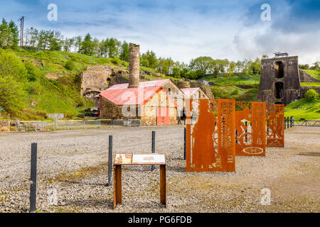 Arrugginimento illustrazioni di acciaio a Blaenavon Ferriera, ora un museo e sito Patrimonio Mondiale dell'UNESCO in Blaenavon, Gwent, Wales, Regno Unito Foto Stock