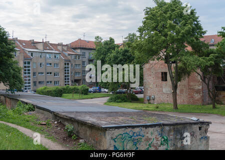 Città in rovina trimestre, Klaipeda, Courland Lagoon, della Lituania, dell'Europa orientale Foto Stock