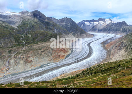 Vista sul ghiacciaio dell'Aletsch in Svizzera Foto Stock