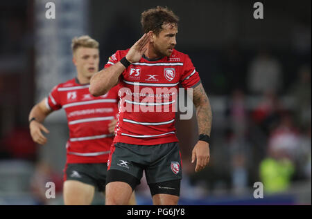 Gloucester's Danny Cipriani durante la partita premurosa al Kingsholm Stadium di Gloucester. PREMERE ASSOCIAZIONE foto. Data foto: Giovedì 23 agosto 2018. Vedi la storia di RugbyU Gloucester. Il credito fotografico deve essere: David Davies/PA Wire. RESTRIZIONI: Solo per uso editoriale. Nessun uso commerciale. Foto Stock